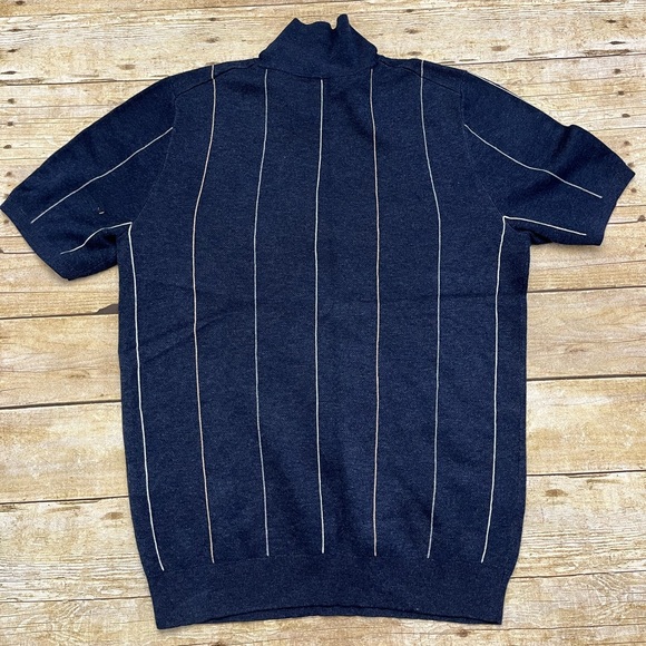 NWOT Reiss Vertical Striped Short Sleeve Zip Polo Sweater - Picture 4 of 4